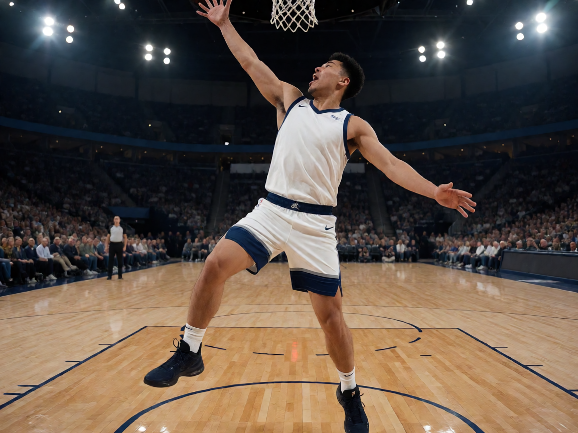 NBA篮球比赛现场，球员在球场上的精彩对抗瞬间